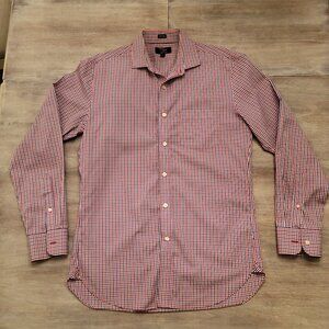 J.CREW Thompson Shirtings Mens 80's 2 Ply Button Up Long Sleeve Checkered  Sze M